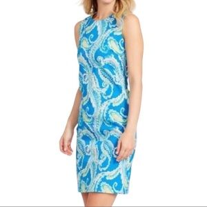 J.McLaughlin Belinda Blue Watercolor Paisley Sleeveless Dress